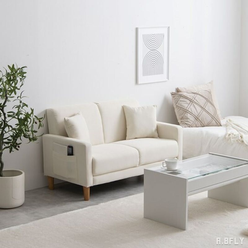 樂天商城 - 2人掛けソファ 2Pソファ コンパクトソファ ファブリック ロースタイル 木脚 省スペース ひとり暮らし 新生活 ベージュ ピンク ブラウン 可愛い クッション付き sofa ソファー