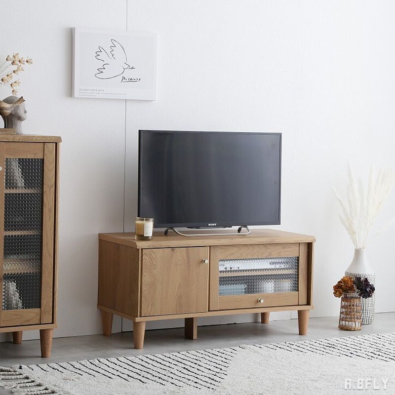 樂天商城 - テレビボード テレビ台 ローボード 幅90 コンパクト ガラス扉 ナチュラル ロータイプ 木脚 AV機器収納 新生活 ひとり暮らし ワンルーム 省スペース クロスガラス ブラウン 木目調 格子ガラス お洒落 可愛い カフェテイスト シンプル モダン クラシカル