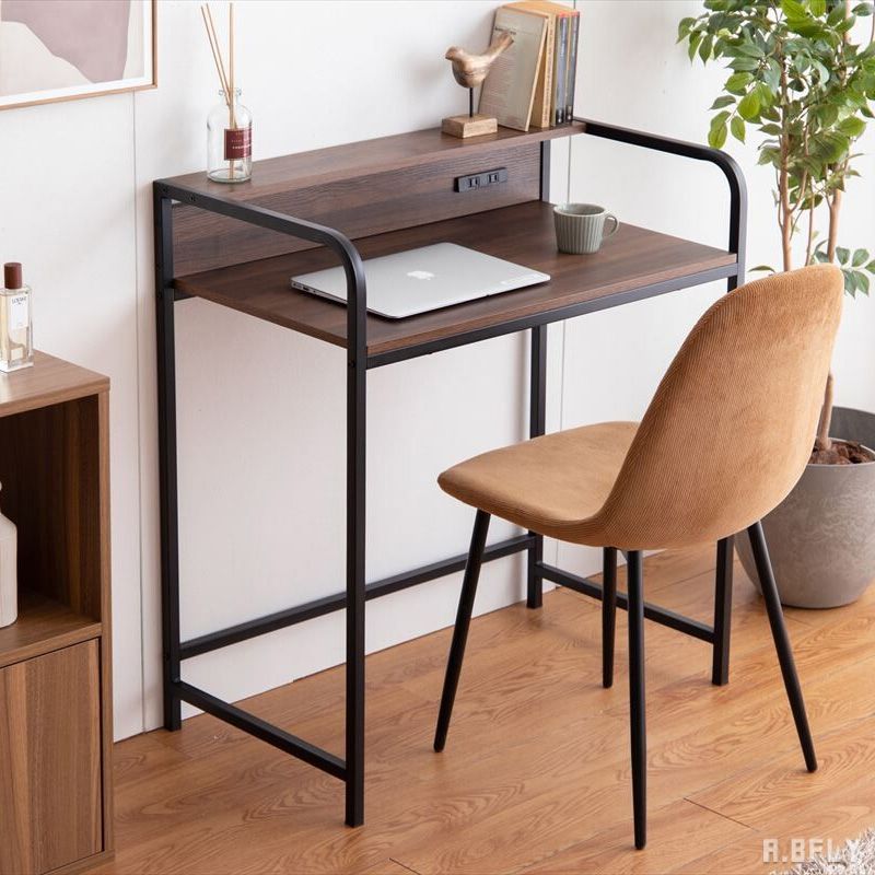【SS限定｜最大8,000円OFFクーポン】デスク 机 コンパクト コンセント付き 棚付き 幅80 ワンルーム リビング シンプル 新生活 ひとり暮らし モダン スタイリッシュ お洒落 ナチュラル ブラウン 省スペース 在宅勤務 在宅ワーク テレワーク 作業デスク