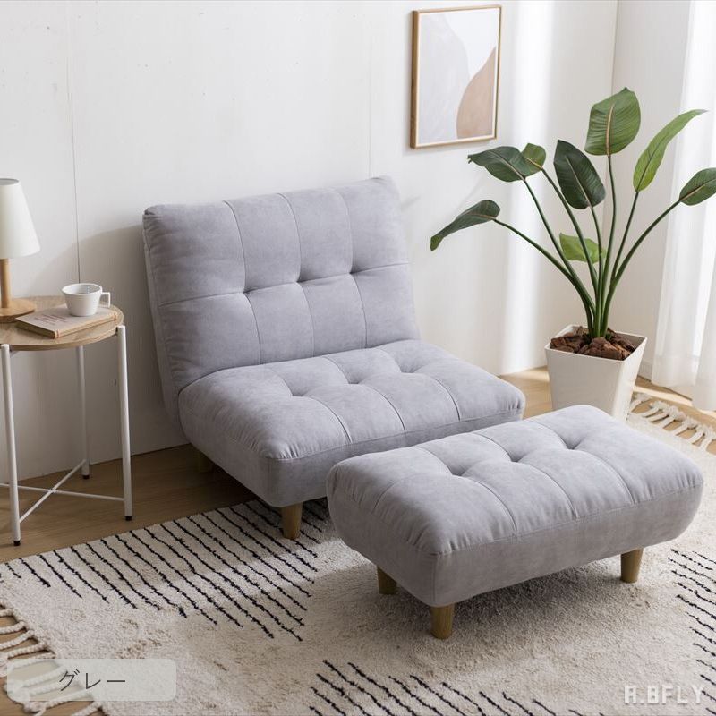【SS限定|最大6,000円OFFクーポン】オットマン付き 一人掛けソファ ソファー sofa 木脚 足置き 新生活 お洒落 1Pソファ アイボリー グレー クラシカル 高級感 モダン 座り心地 くつろぎ リラックス 可愛い もっちり感 快適 ゆったり [3]