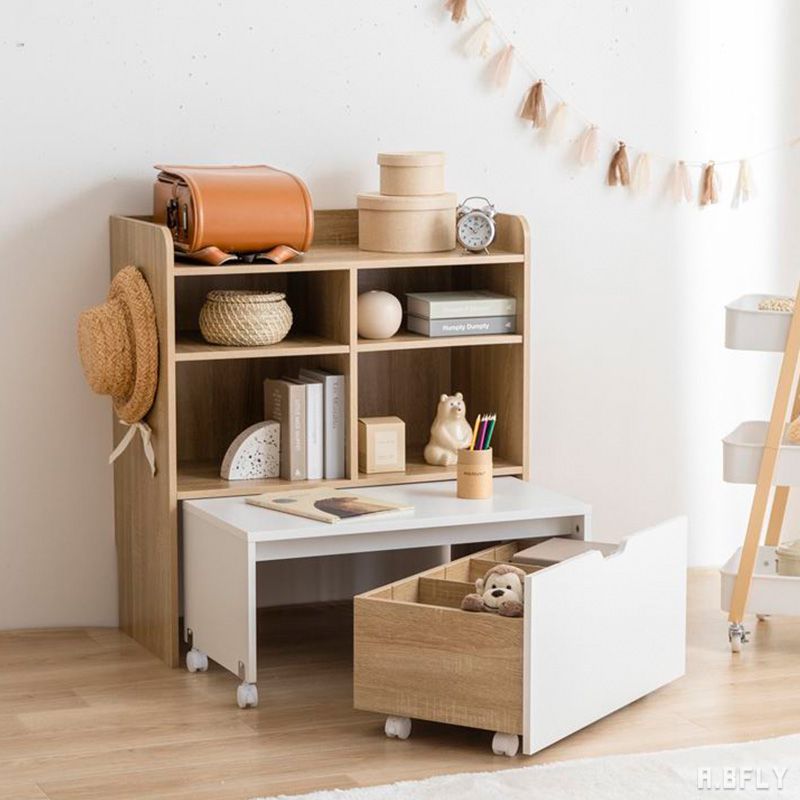 【最大6,000円クーポン配布中】【幅80cm】デスク付き ランドセルラック マルチ収納 学校用品収納 絵本棚 絵本ラック ブックラック キッズ家具 子供部屋 ワゴン おもちゃ収納 ディスプレイ ラック シェルフ ナチュラル ホワイト 可愛い お洒落 カントリーテイスト 北欧 モダン