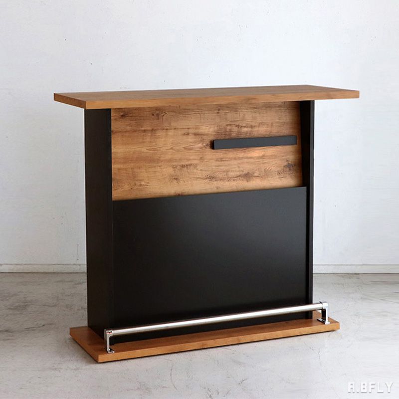 【日本製】カウンター カウンターテーブル 幅120 バーカウンター ハイカウンター お洒落 高級感 足置き カフェテイスト ショップ 飲食店 店舗 マガジンラック 収納 大容量 インダストリアル 男前インテリア 完成品【大型商品】 [2]