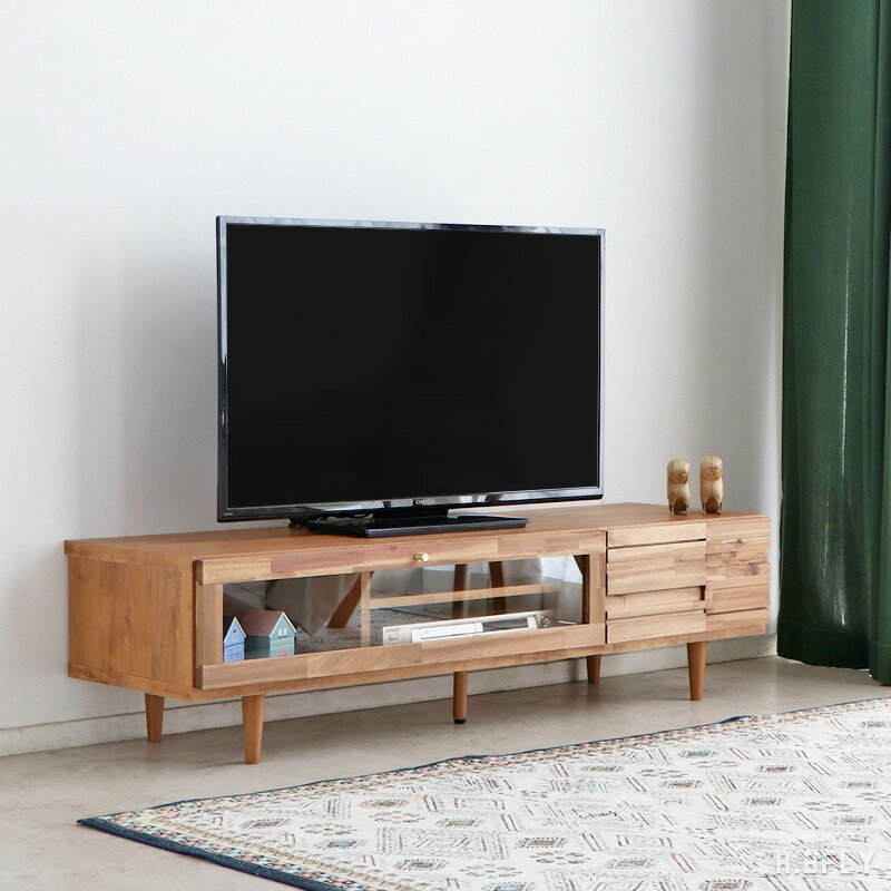Rakuten - 【SS最大8000円OFF】【日本製】ローボード テレビボード 140 テレビ台 無垢 木製 日本製 完成品 おしゃれ 収納 ナチュラル 北欧 高級感 リビング TVボード TV台 TVラック オーディオラック ガラス 扉収納 引出し 木脚 ルンバ対応 ディスプレイ 新生活