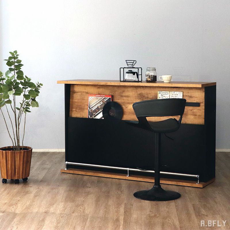 【日本製】カウンター カウンターテーブル 幅170 バーカウンター ハイカウンター お洒落 高級感 足置き カフェテイスト ショップ 飲食店 店舗 マガジンラック 収納 大容量 インダストリアル 男前インテリア 完成品【大型商品】