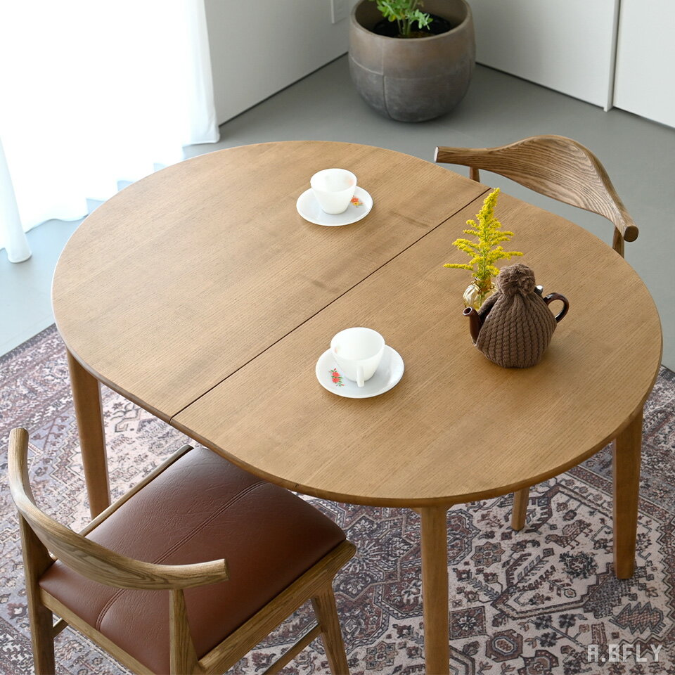 【SS限定｜最大6,000円OFFクーポン】伸長式ダイニングテーブル 2人～4人用 幅120-幅150cm ダイニングテーブル 拡張 エクステンション 楕円形 キッチン 食卓 カフェ テーブル アッシュ 天然木 木製 シンプル 北欧 おしゃれ ヴィンテージ ナチュラル