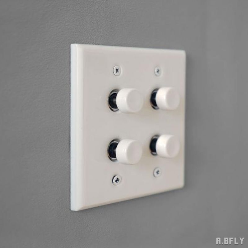 セラミックプレート プッシュ式 4スイッチ 磁器 ホワイト 白 ヨーロッパ アンティーク スイッチ 4口 プ..