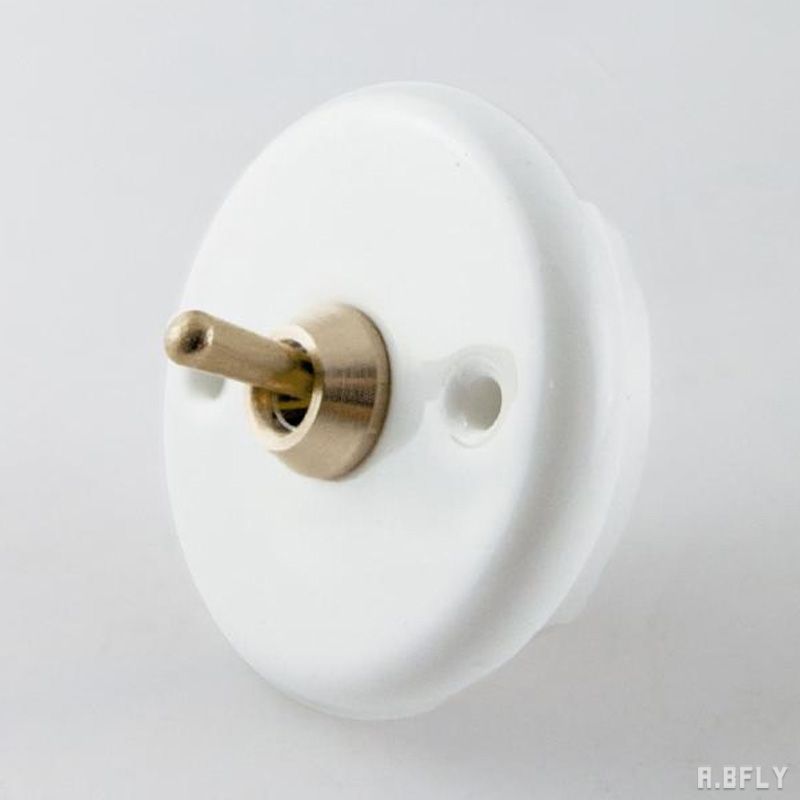 セラミックプレート トグル式 1スイッチ 磁器 真鍮 セラミック ホワイト 白 海外 アンティーク スイッチ 1口 マッシュルームタイプ 照明 照明器具 レトロ...