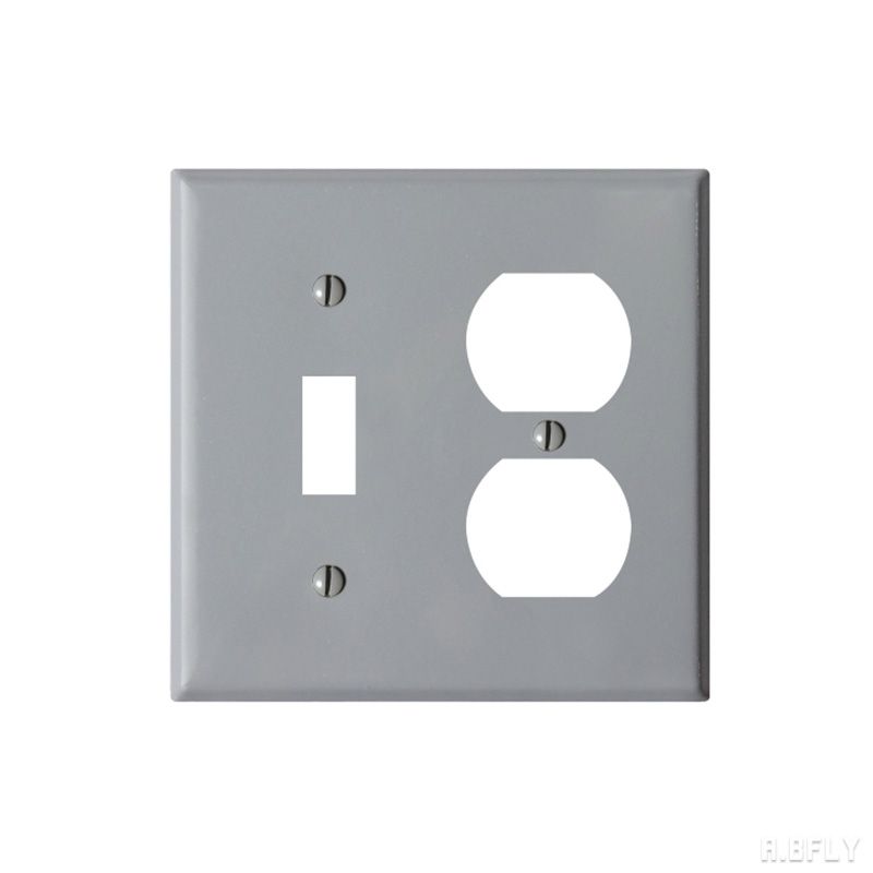 樂天商城 - コンビプレート 1口スイッチ 2口コンセント プレート スチール グレー 灰色 海外 アメリカン 照明器具 レトロ インダストリアル シンプル モダン DIY 壁スイッチ 洗面所 新築 お洒落 施主支給 リノベーション デザイン住宅 新築 自由設計 建築士 クラシカル 店舗 アメリカ製