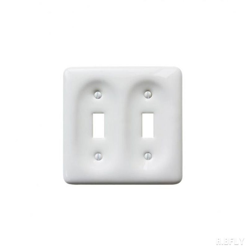 2口スイッチプレート 2口スイッチ プレート セラミック 陶器 ホワイト 白 海外 アメリカン 照明器具 レ..