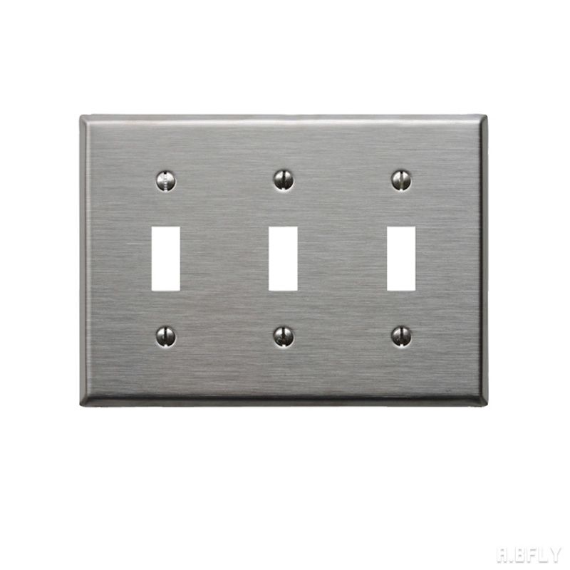 樂天商城 - 3口スイッチプレート 3口スイッチ ヘアライン加工 プレート ステンレス 海外 アメリカン 照明器具 レトロ インダストリアル シンプル モダン DIY 壁スイッチ 洗面所 新築 おしゃれ 施主支給 リノベーション デザイン住宅 新築 自由設計 建築士 クラシカル 店舗 アメリカ製