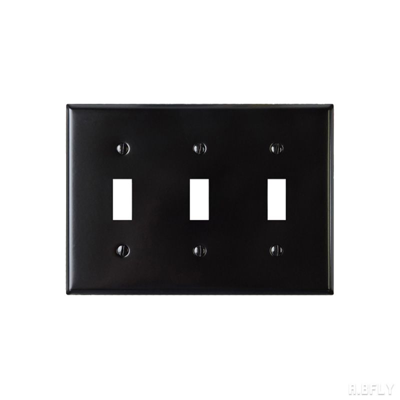 3口スイッチプレート 3口スイッチ プレート スチール ブラック 黒 海外 アメリカン 照明器具 レトロ インダストリアル シンプル モダン DIY 壁スイッチ 洗面所 新築 おしゃれ 施主支給 リノベーション デザイン住宅 新築 自由設計 建築士 クラシカル 店舗 アメリカ製