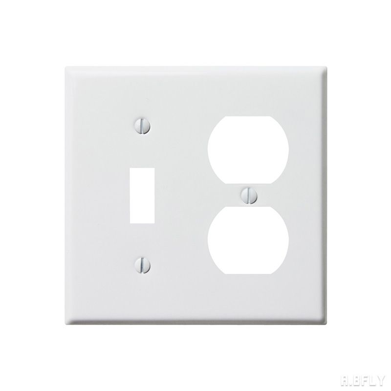 コンビプレート 1口スイッチ 2口コンセント プレート スチール ホワイト 白 海外 アメリカン 照明器具 レトロ インダストリアル シンプル モダン DIY 壁スイッチ 洗面所 新築 お洒落 施主支給 リノベーション デザイン住宅 新築 自由設計 建築士 クラシカル 店舗 アメリカ製