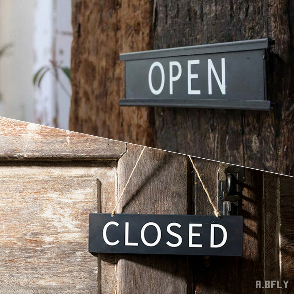 アイアン プレート OPEN / CLOSED リバーシブル 裏表 オープン クローズ 表札 戸建 番地プレート 一軒..