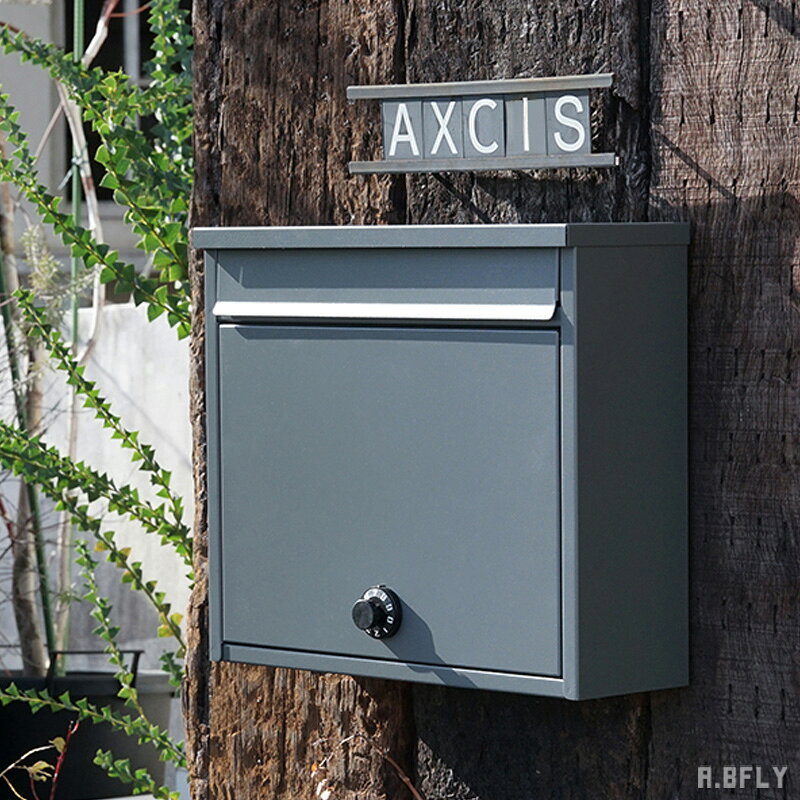 樂天商城 - 【最大6,000円クーポン配布中】ポスト 郵便ポスト グレー ダークグレー 灰色 マットカラー マット インダストリアル シンプル モダン ナチュラル カッコいい ダイヤル式 鍵付き お洒落 新生活 オフィス 店舗 ショップ 事務所 post ボックスシルエット