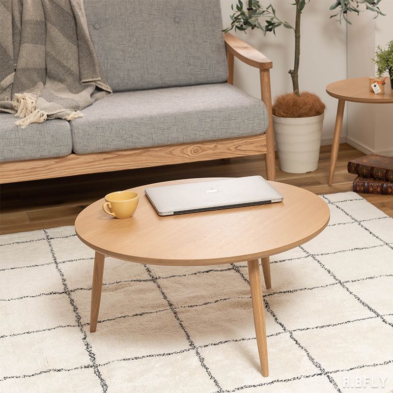 樂天商城 - センターテーブル ローテーブル ラウンドテーブル ウッドテーブル 木製テーブル ソファサイド サイドテーブル 丸テーブル 円形 コンパクト シンプル ナチュラル 北欧 可愛い お洒落 天然木 オーク材 3本脚 三本脚 ひとり暮らし ネストテーブル