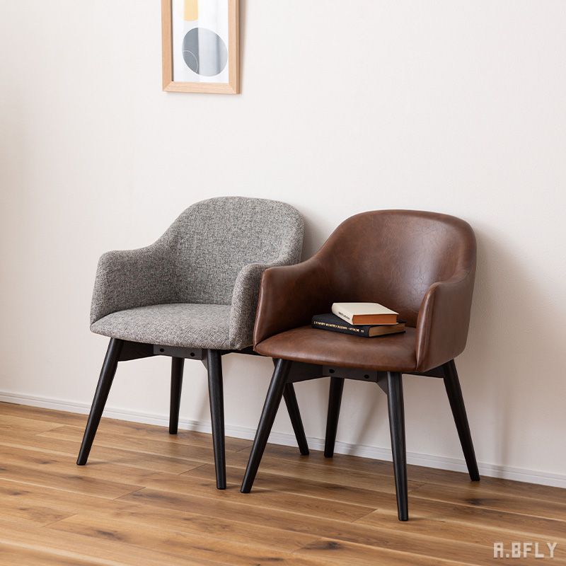 樂天商城 - 【最大6,000円クーポン配布中】ダイニングチェア 椅子 イス 腰掛 アームチェア 肘掛け 肘置き 天然木 木脚 レザー ファブリック モダン シック シンプル ダークブラン グレー ナチュラル 完成品 食卓イス 黒脚 ソフトレザー お洒落 クラシカル