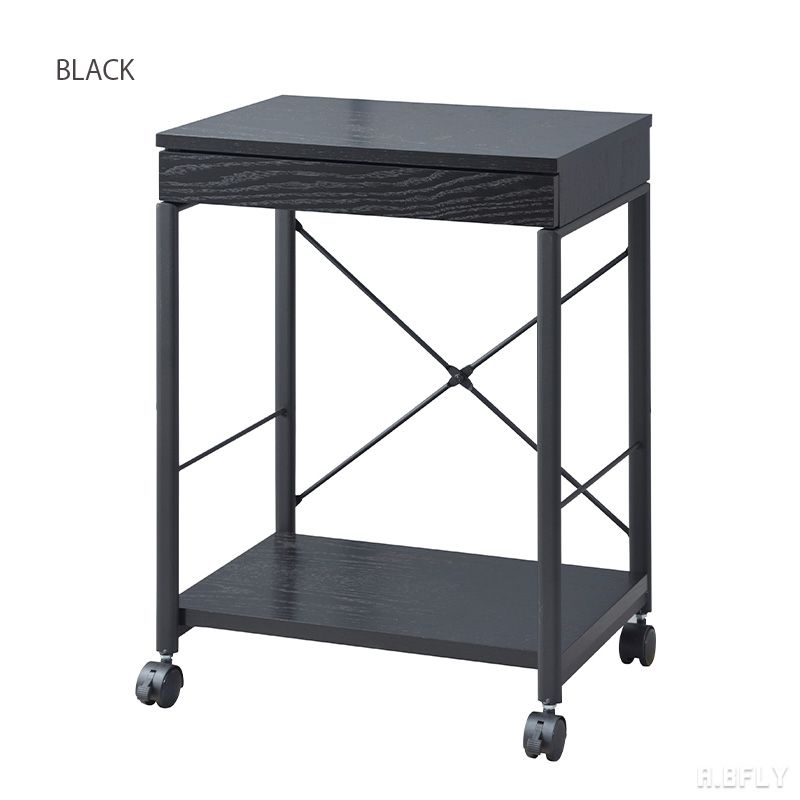 デスクワゴン ワゴン サイドワゴン マルチワゴン サイドテーブル キャスター付き 収納 シンプル モダン スタイリッシュ ナチュラル ブラック 黒 在宅勤務 在宅ワーク リモートワーク リビング お洒落 木目 木製[LF]