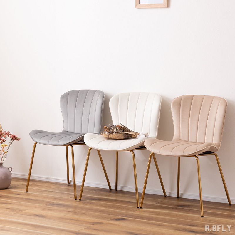 【SS限定｜最大8,000円OFFクーポン】チェア イス 椅子 いす 背もたれ 肘掛けなし アームレス シンプル かわいい 淡色 パステル おしゃれ アンティーク ゴールド ベロア ガーリー アイボリー 白 ホワイト ベージュ グレー 灰 ダイニング デスク ワークチェア クッション性