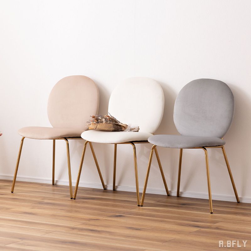 樂天商城 - 【最大6,000円クーポン配布中】チェア イス 椅子 いす 背もたれ 肘掛けなし アームレス シンプル かわいい 淡色 パステル おしゃれ アンティーク ゴールド ベロア ガーリー アイボリー 白 ホワイト ベージュ グレー 灰 ダイニング デスク ワークチェア クッション性