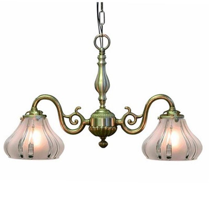 シャンデリア アンティーク 照明 ライト 天井 間接照明 クラシカル スポットライト レトロ ショップ リビング 寝室 玄関 アクセント ガラスシェード 2灯 ゴージャス 豪華 シーリングランプ ゴールド