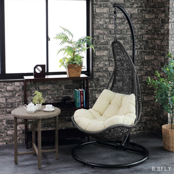 【SS限定｜最大6,000円OFFクーポン】ハンギングチェアー ハンモックチェア ソファー 椅子 イス ゆりかご パーソナルチェア 1P 一人掛け スタンド 撥水生地 クッション 屋外 ガーデン 庭 ベランダ テラス デッキ 室内 リビング アジアン リゾート リラックス
