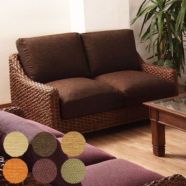 樂天商城 - ソファ 2人掛け 二人掛け 2P リビング ウォーターヒヤシンス ラタン　アジアン エスニック 南国 バリ ナチュラル リゾート デザイン クッション 選べる インテリア【大型商品】