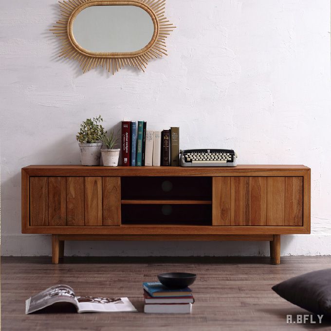 【SS限定｜最大6,000円OFFクーポン】TVボード テレビラック ローボード TVラック AVボード リビングボード CD DVD チーク 無垢材 木製 リビング 収納 整理 整頓 北欧 ナチュラル カントリー 棚 ラック シンプル シック 天然素材 高級 気品 テレビ台 テレビラック