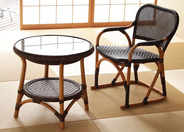 テーブル コーヒーテーブル サイドテーブル 机 籐 ラタン ガラス 旅館 ホテル リビング 縁側 アジアン 和風 軽い コンパクト 高級 リラックス ゆったり 職人 手作り ハンドメイド シック モダン カフェテーブル クラシカル ティーテーブル/
