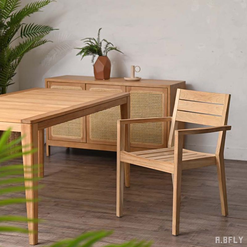 樂天商城 - ダイニングチェア チェア イス 椅子 チェアー カフェチェア アームチェア 肘掛け 肘置き アームレスト 木製 肘付き 食卓 ガーデンチェア テラス ウッドチェア 無垢材 高級家具 庭 アウトドア 北欧 ナチュラル 自然素材 高級木材 チーク材 通気性 チーク無垢材