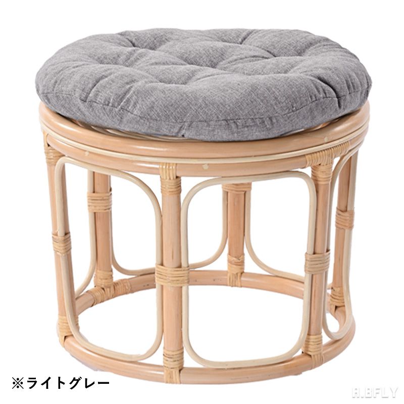 スツール 腰掛 椅子 チェア サイドテーブル ミニテーブル 小テーブル ガラス天板 ガラステーブル ラウンドテーブル ソファサイド ベッドサイド ラタン 籐 オットマン 足置き 背もたれ無し アジアン 南国 リゾートチェア クッション 軽量 軽い コンパクト コーヒーテーブル [2]