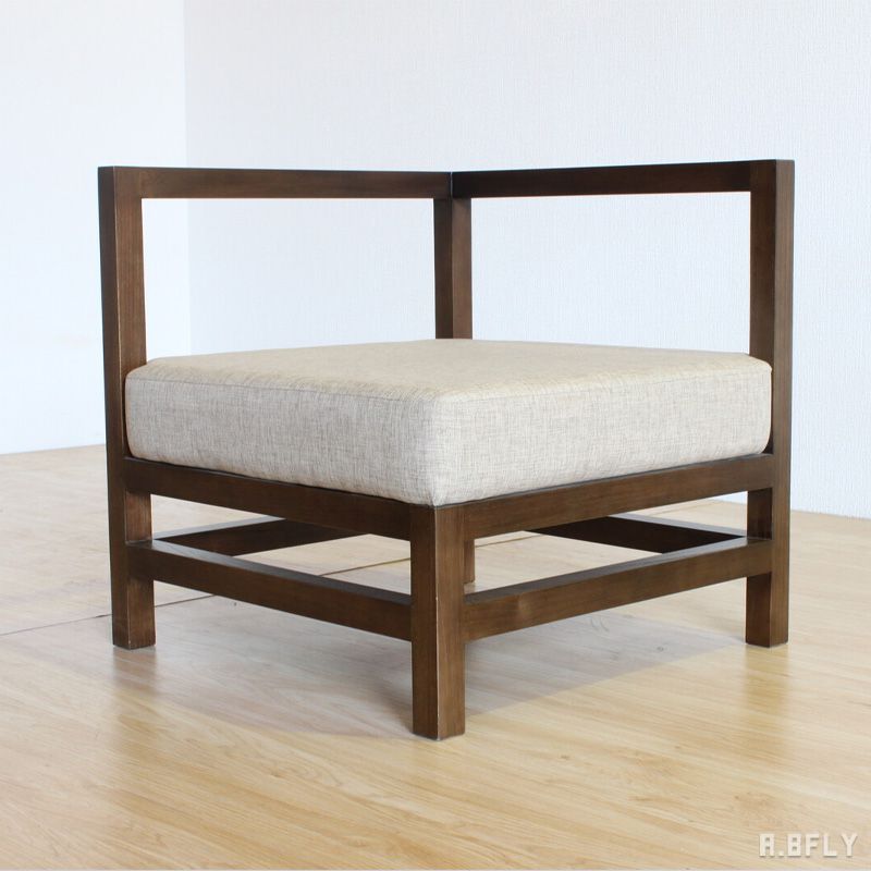 ソファ クッション 腰掛 1人掛け 木製 無垢材 スンカイ無垢 スンカイ材 高級感 お洒落 モダン クラシカル シック 和モダン シンプル ウッド 天然木 木脚 ナチュラル アンティーク感 レトロ 組合せ 1Pソファ 硬め [3]