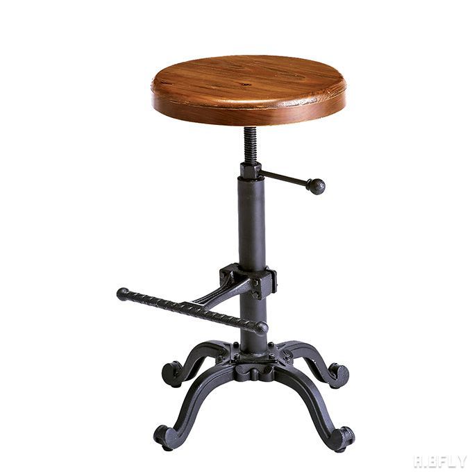 【最大6,000円クーポン配布中】バーチェア ハイスツール カウンターチェア 腰掛 椅子 チェア 足掛け インダストリアル 男前インテリア ヴィンテージ 高級感 レトロ 昇降式 ブラック スチール カフェ 飲食店 美容室 サロン パイン材 天然木 猫脚 [2]