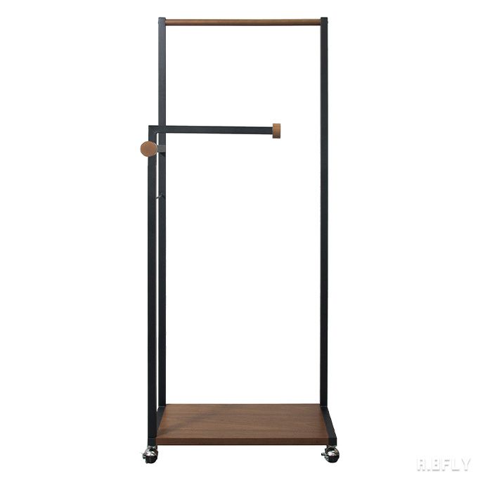 【最大6,000円クーポン配布中】ハンガーラック ラック 洋服掛け 洋服収納 ひとり暮らし ホワイト 白 マルチ キャスター 棚付き オープンフック コートハンガー 天然木 ブラックスチール ディスプレイ インダストリアル スチール 多収納 カフェテイスト ミッドセンチュリー [3]