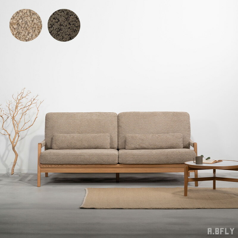 樂天商城 - 【幅181cm】3人掛けソファ 3Pソファ 2人掛け 2P sofa ソファー 肘掛け アームソファ 肘置き 木肘 アームレスト 肘付き 天然木 天然素材 オーク材 高級感 上品 上質 北欧 シンプル モダン ベージュ カーキ お洒落 カジュアル ゆったり クッション【大型商品】