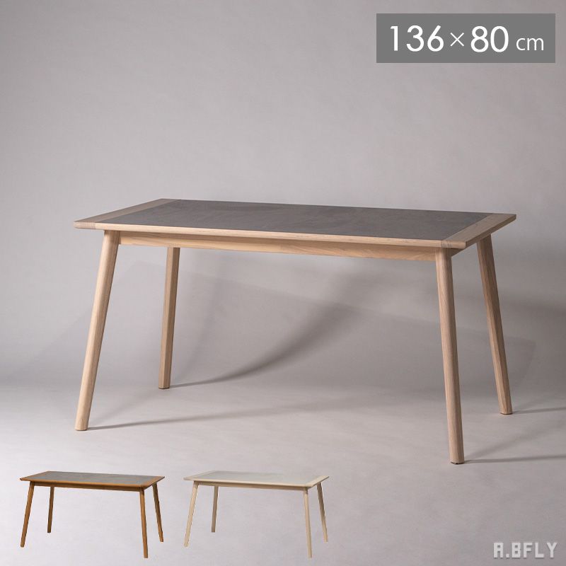 樂天商城 - 【最大6,000円クーポン配布中】ダイニングテーブル 食卓テーブル 長方形 幅136 四角 角型 4人掛け モルタル調 石目調 ストーン柄 木製 天然木 スンカイ ウッド 丸脚 ワイド 大きい 北欧 モダン シンプル ナチュラル ブラウン