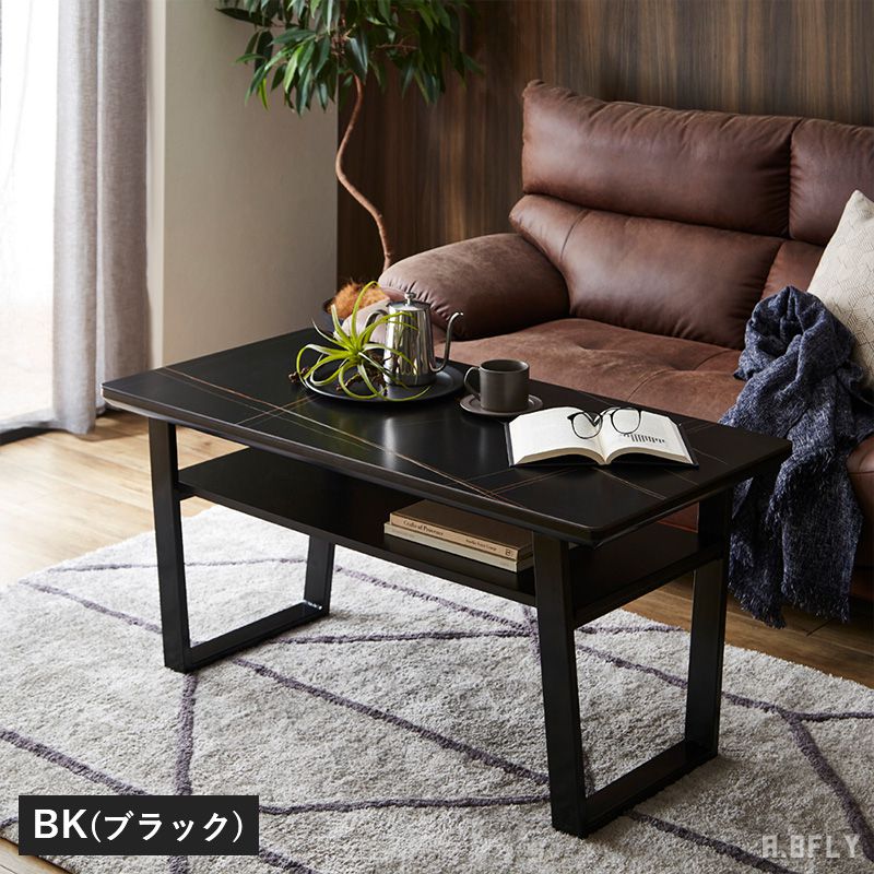 【マラソン限定クーポン】セラミック センターテーブル 幅105cm 幅120cm ソファーテーブル LD リビングダイニング テーブル 長方形 ローテーブル単品 飲食店 カフェ 黒スチール脚 モダン 北欧 アメリカン カフェ マーブル調 石目調 モノトーン 丈夫 頑丈 メンテナンスフリー [3]