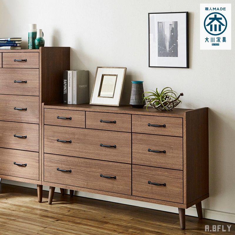 樂天商城 - 【最大6,000円クーポン配布中】【国産 大川家具】日本製 チェスト ローチェスト サイドボード 箪笥 タンス 収納 リビング 寝室 衣類 低ホルマリン 安心 安全 木製 ウッド ブラウン ホワイト 幅120 脚付き 木脚 モダン シンプル レトロ 北欧 クラシカル 白家具 新生活 丈夫