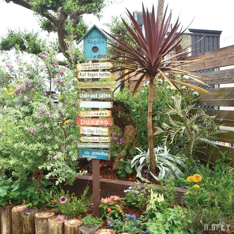 【SS限定｜最大8,000円OFFクーポン】ガーデンサイン ウッデンバード ハウスサインスティック ガーデニング サイン オーナメント 飾り ビンテージ加工 ヴィンテージ加工 メッセージボード ハンドメイド エクステリア 可愛い