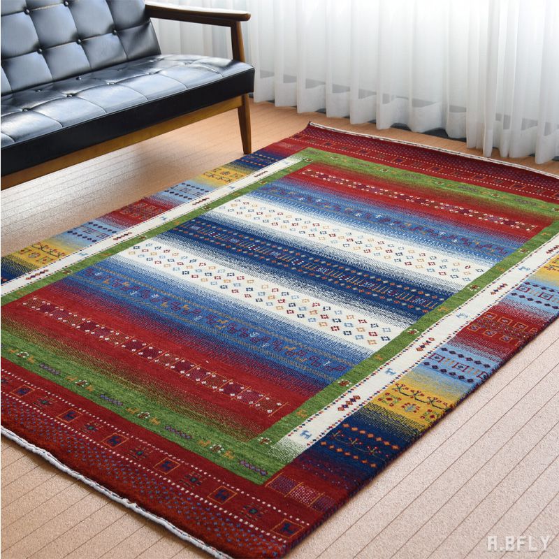 樂天商城 - 【インド製】インド手織ウール絨毯 ギャベ柄 ウール100％ ラグ カーペット ラグマット マット 絨毯 じゅうたん 敷物 レトロ アンティーク リビング ダイニング 新生活 長方形 オールシーズン 丈夫 耐久性 玄関 デスク下 キッチン 北欧 ペルシャンギャベ風 カシュクリタイプ