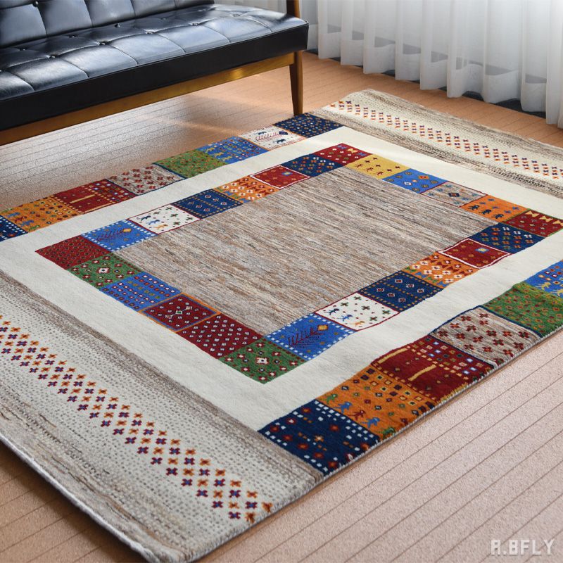 樂天商城 - 【インド製】インド手織ウール絨毯 ギャベ柄 ウール100％ ラグ カーペット ラグマット マット 絨毯 じゅうたん 敷物 レトロ アンティーク リビング ダイニング 新生活 長方形 オールシーズン 丈夫 耐久性 玄関 デスク下 キッチン 北欧 ペルシャンギャベ風 カシュクリタイプ