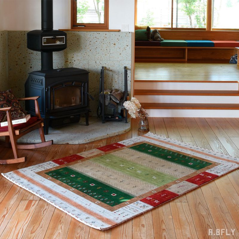 ペルシャ絨毯 ペルシャンギャベ風 ギャベ 手織ウール絨毯 ギャベ柄 ウール100％ ラグ カーペット ラグマット マット 絨毯 じゅうたん 敷物 玄関マット 北欧 アンティーク リビング キッチン ダイニング デスク下 新生活 長方形 ヴィンテージ感 やさしい肌触り オールシーズン