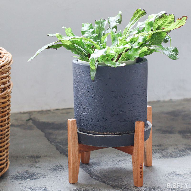 ポットスタンド ロータイプ 低め マホガニー材 天然木 ウッドスタンド 木製 鉢置き アンティーク風 ビ..