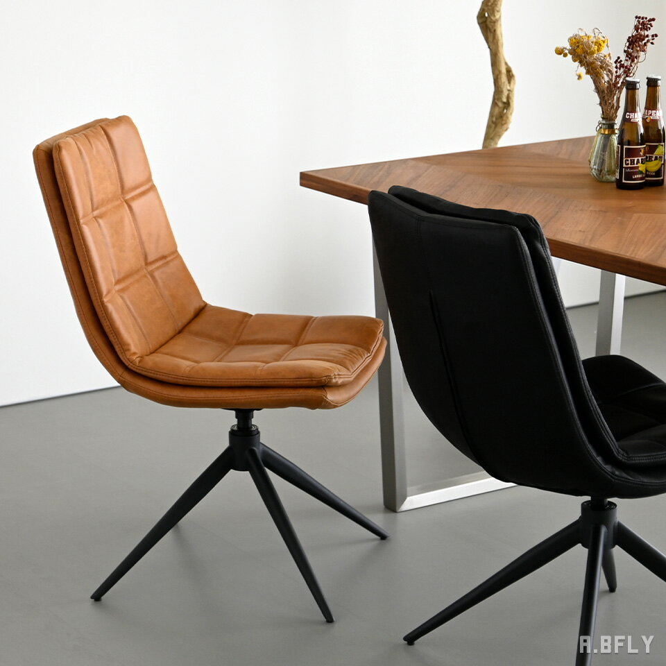 樂天商城 - 【最大6,000円クーポン配布中】ダイニングチェア モダン 回転式 アームレスチェア 食卓椅子 ファブリックレザー おしゃれ オートリターン機能 スチール脚 キャメル ブラック シンプル