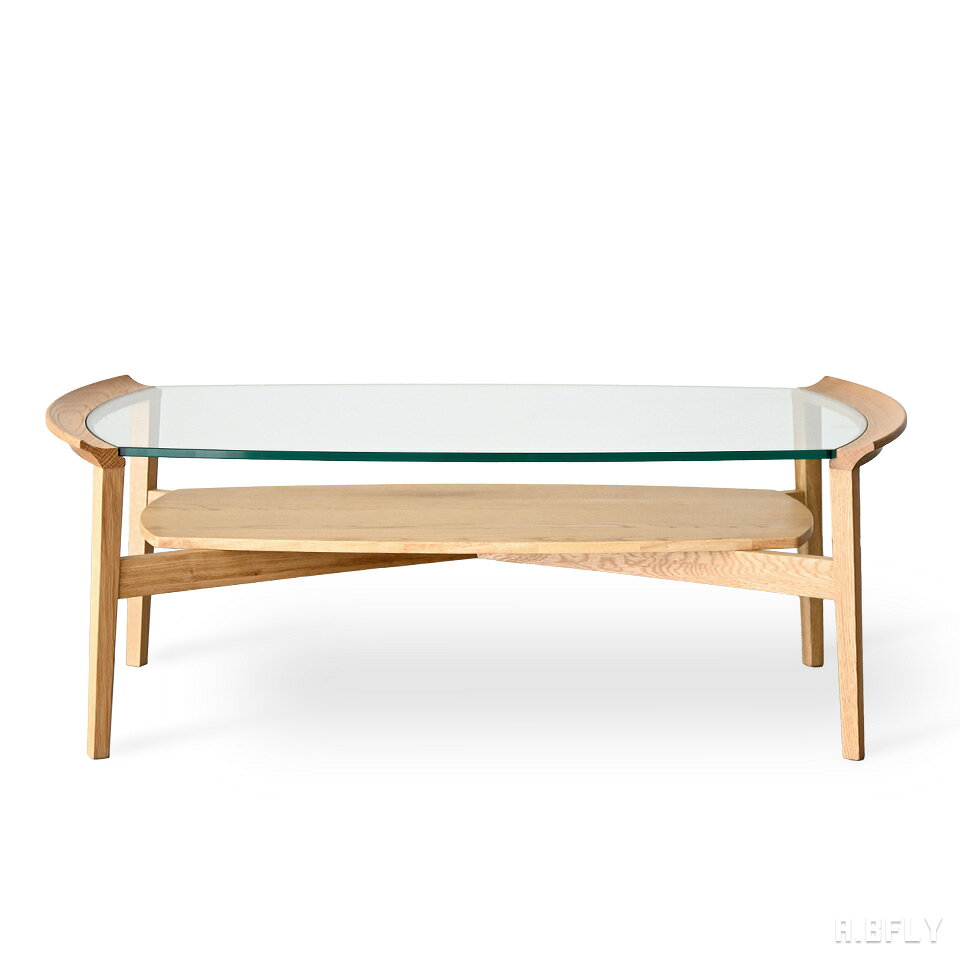 【最大6,000円クーポン配布中】センターテーブル 幅110cm 楕円テーブル ソファーテーブル 木製 天然木 オーク 無垢材 ナチュラル 雑誌収納 ラック 棚付き オーバル型 楕円形 ガラステーブル ローテーブル リビングテーブル モダン