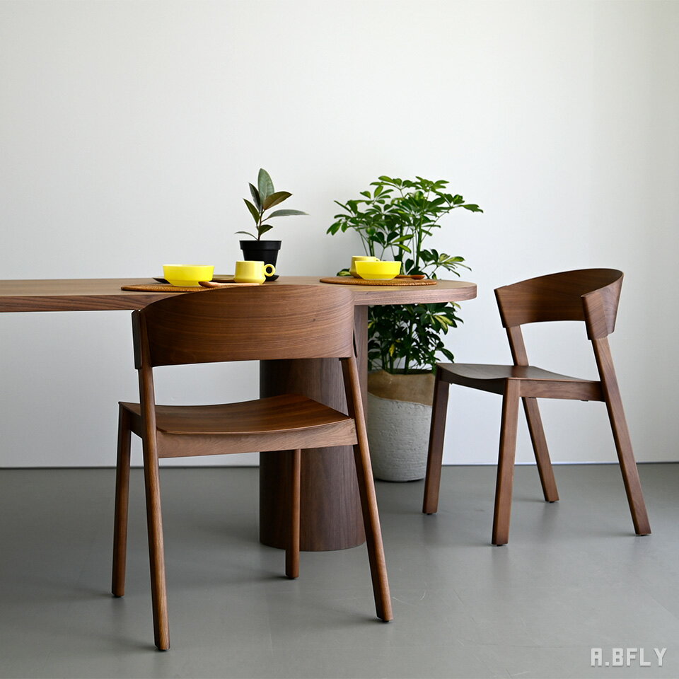 【2脚セット】ダイニングチェア ウォールナット突板 スタッキングチェアー 積み重ね カフェチェア ブラ..