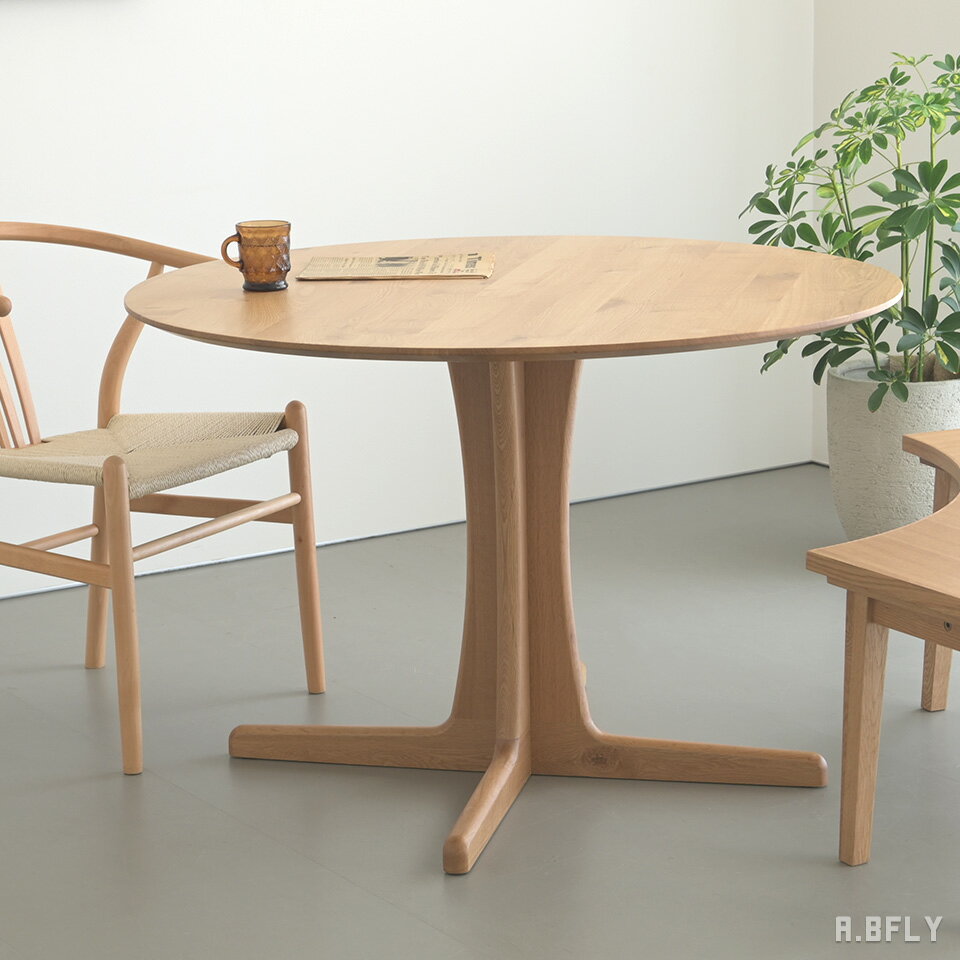 樂天商城 - 【最大6,000円クーポン配布中】ダイニングテーブル 丸 110cm 円形 4人用 ホワイトオーク 無垢材 ウレタン塗装 ナチュラル 十字脚 センターレッグ 省スペース ラウンドテーブル 食卓テーブル カフェ 北欧 モダン W1100 H720