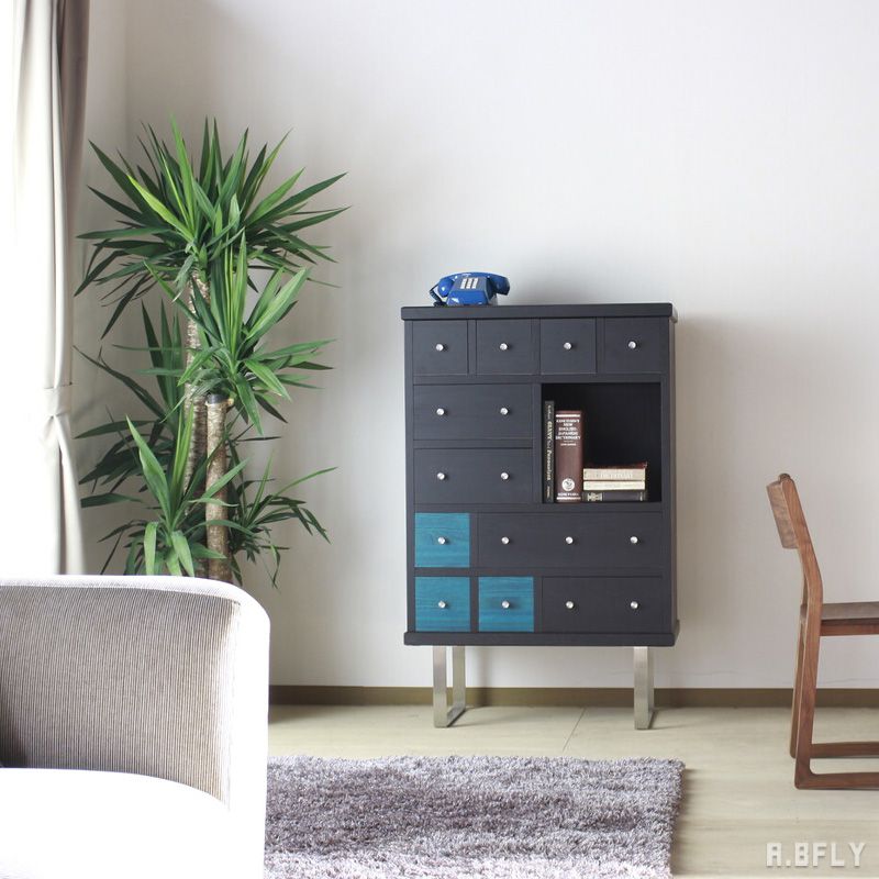 樂天商城 - 【日本製 / 大川家具】チェスト 箪笥 桐無垢材 天然木 無垢材 職人 伝統的 民芸家具 木目 デザイン 引き出し ステンレス オリジナル完成品 高級家具 シンプルモダン 和モダン ジャパンディ ミニデスク モダン 墨色【大型商品】【受注生産商品】