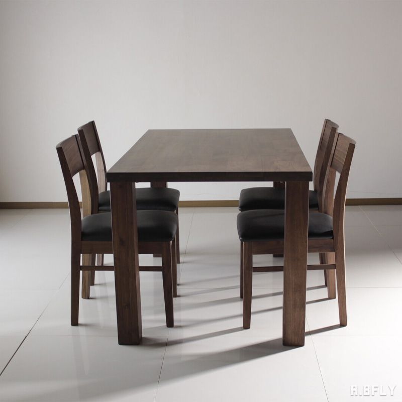 【5点セット】ダイニングテーブル チェア 椅子 幅135cm 4人用 四人掛け 食卓テーブル 長方形 デザイン 高級感 天然木製 無垢 ウォールナット材 おしゃれ 北欧 カフェ 新生活 高級家具 ダークブラウン ジャパンディ ダイニングチェア 食卓イス セット【大型商品】 [2]