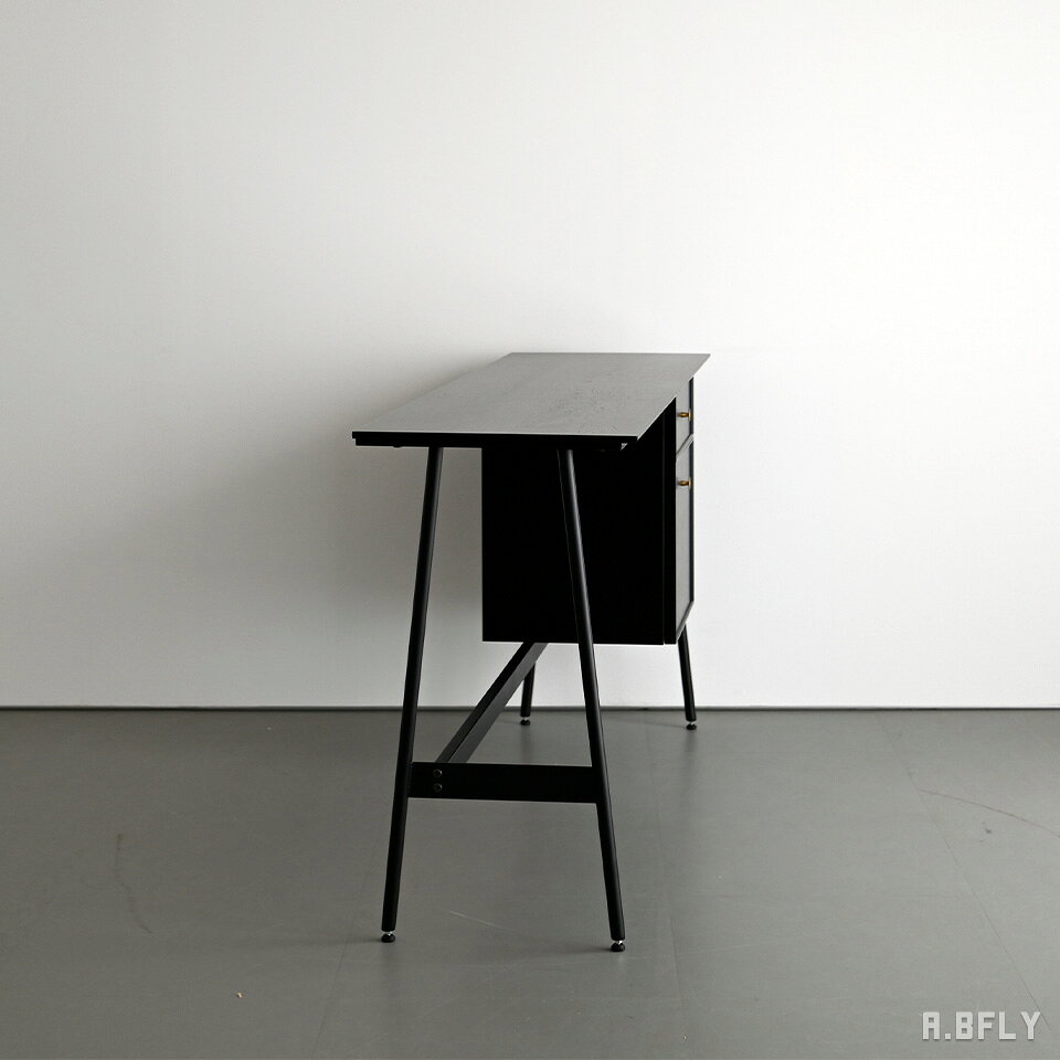 【マラソン限定クーポン】【日本製 / 大川家具】スリムデスク ブラック シンプル モダン デスク 幅120/150cm 木製 引き出し左右入替可 在宅ワーク PCデスク ワークデスク おしゃれ 省スペース スリム 作業台 学習机 勉強机 組立簡単 ローボード風 [3]