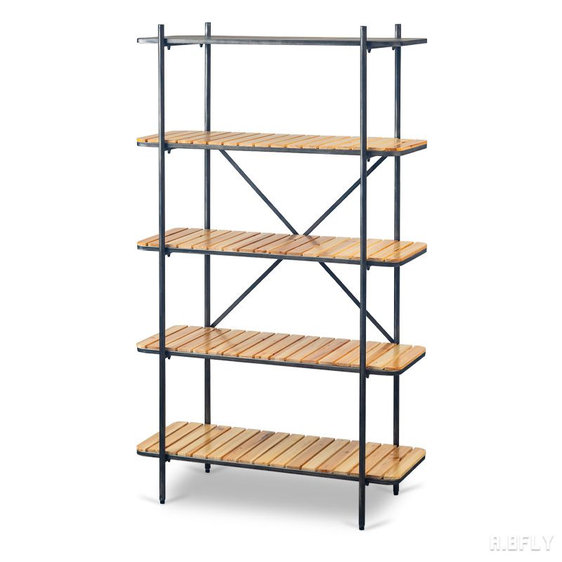 樂天商城 - 幅90cm 5段 ラック 棚 オープンラック ディスプレイラック オープンシェルフ スチールラック リビング収納 キッチン収納 ポプラ 無垢材 天然木 ナチュラル シンプル スチール アイアン 無骨 素朴 おしゃれ ヴィンテージ アンティーク 西海岸 インダストリアル 完成品